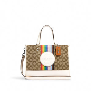 Coach Dempsey Carryall In Signature Jacquard With Rainbow Stripe And Coach Patch - Ruumur