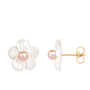 title:Splendid Pearls 14K Yellow Gold Earrings HOF-51WY;color:Pink