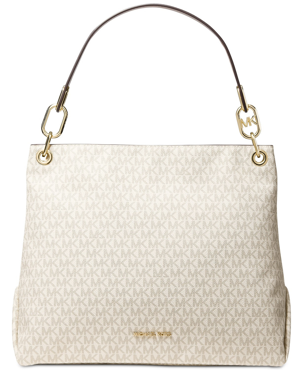 NWT MICHAEL KORS TRISH LOGO LARGE HOBO SHOULDER selling BAG Vanilla $358