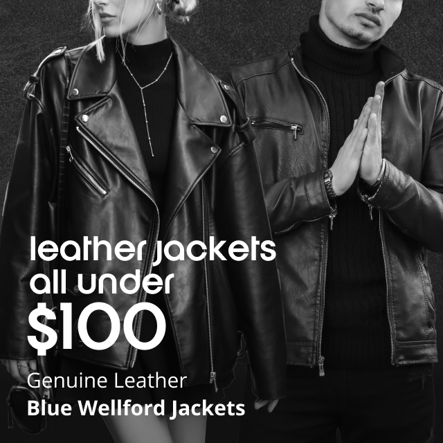 Blue wellford store leather jacket