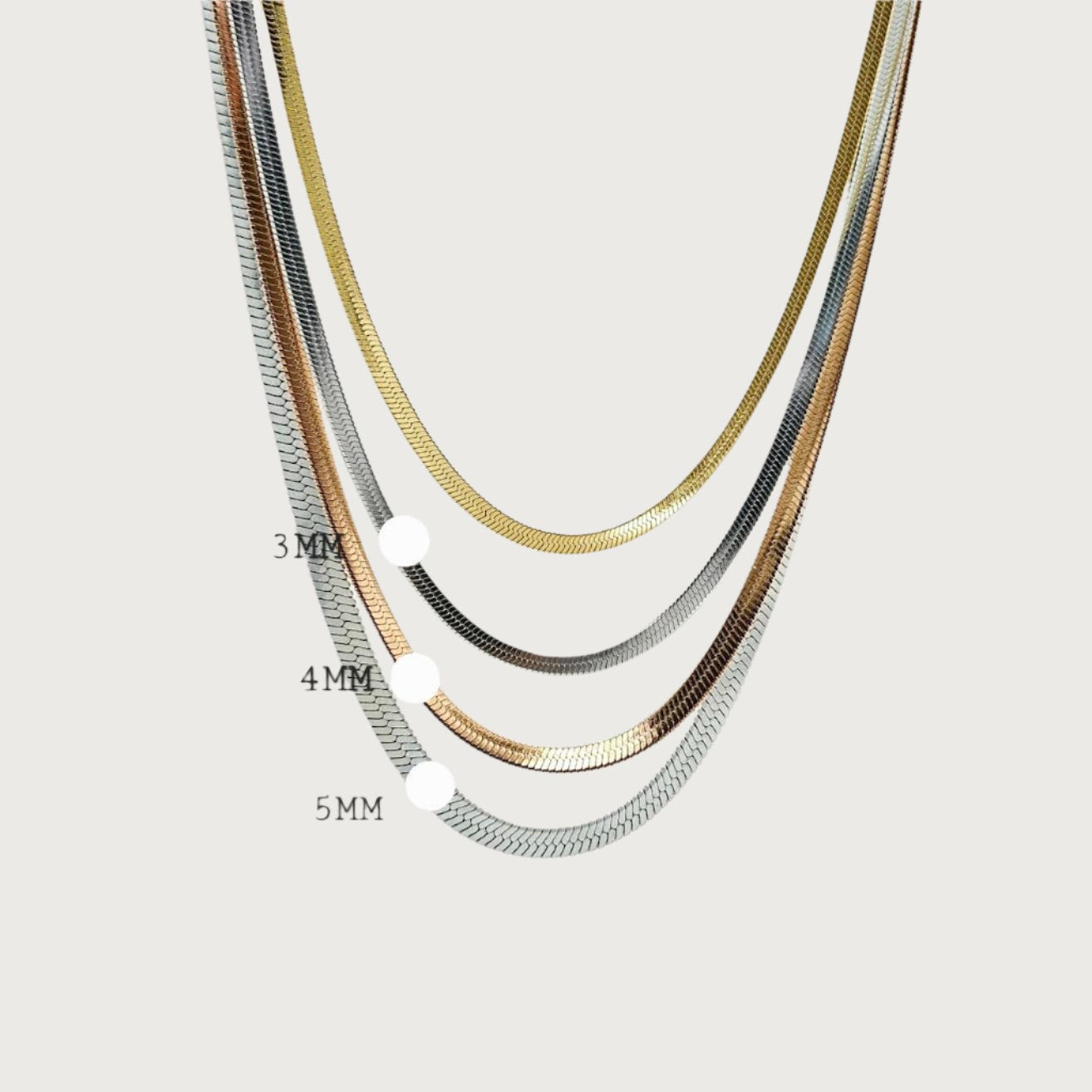 title:Bold Herringbone 5mm Chain Necklace;color:Rose Gold