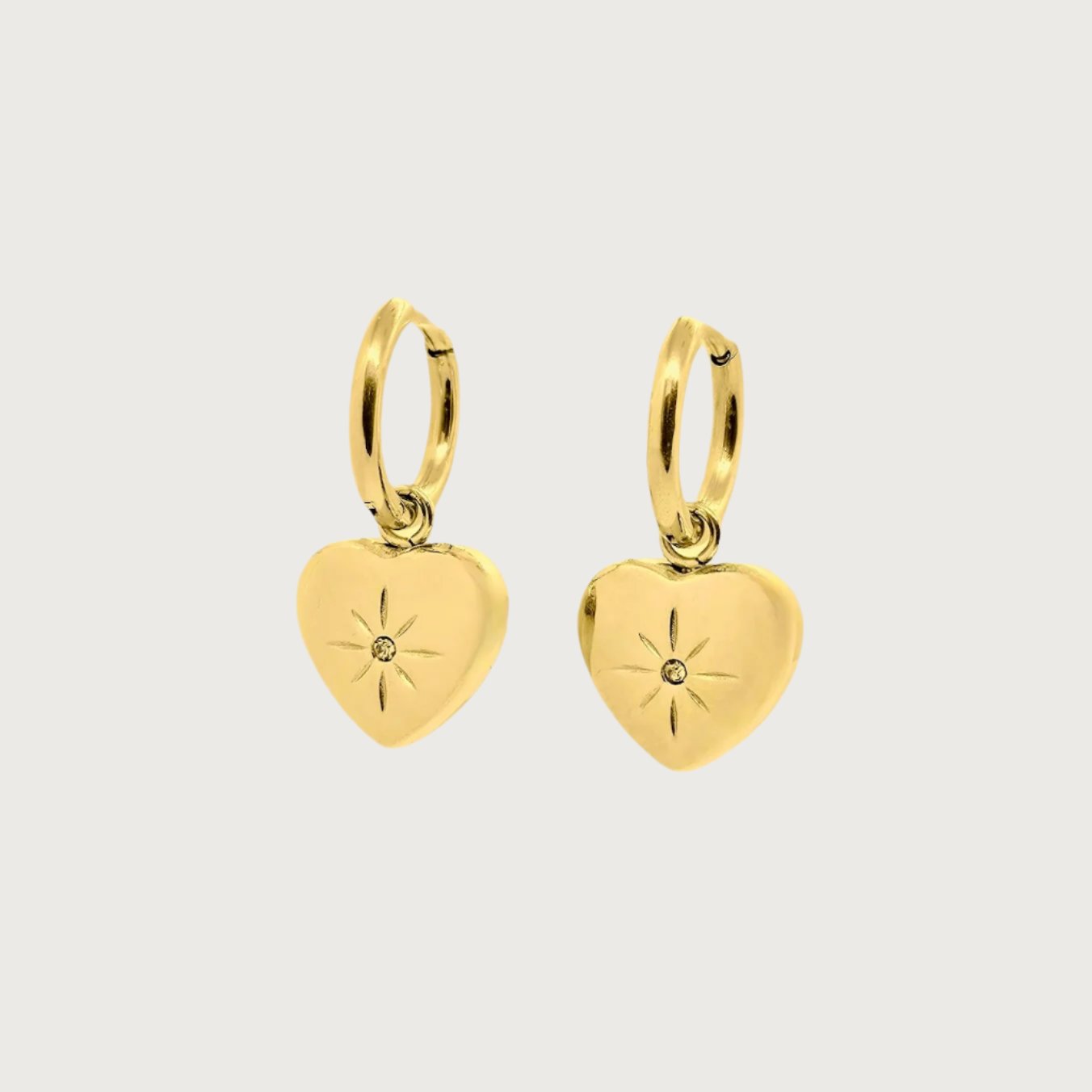 title:Convertible Heart Charm Earrings;color:Gold