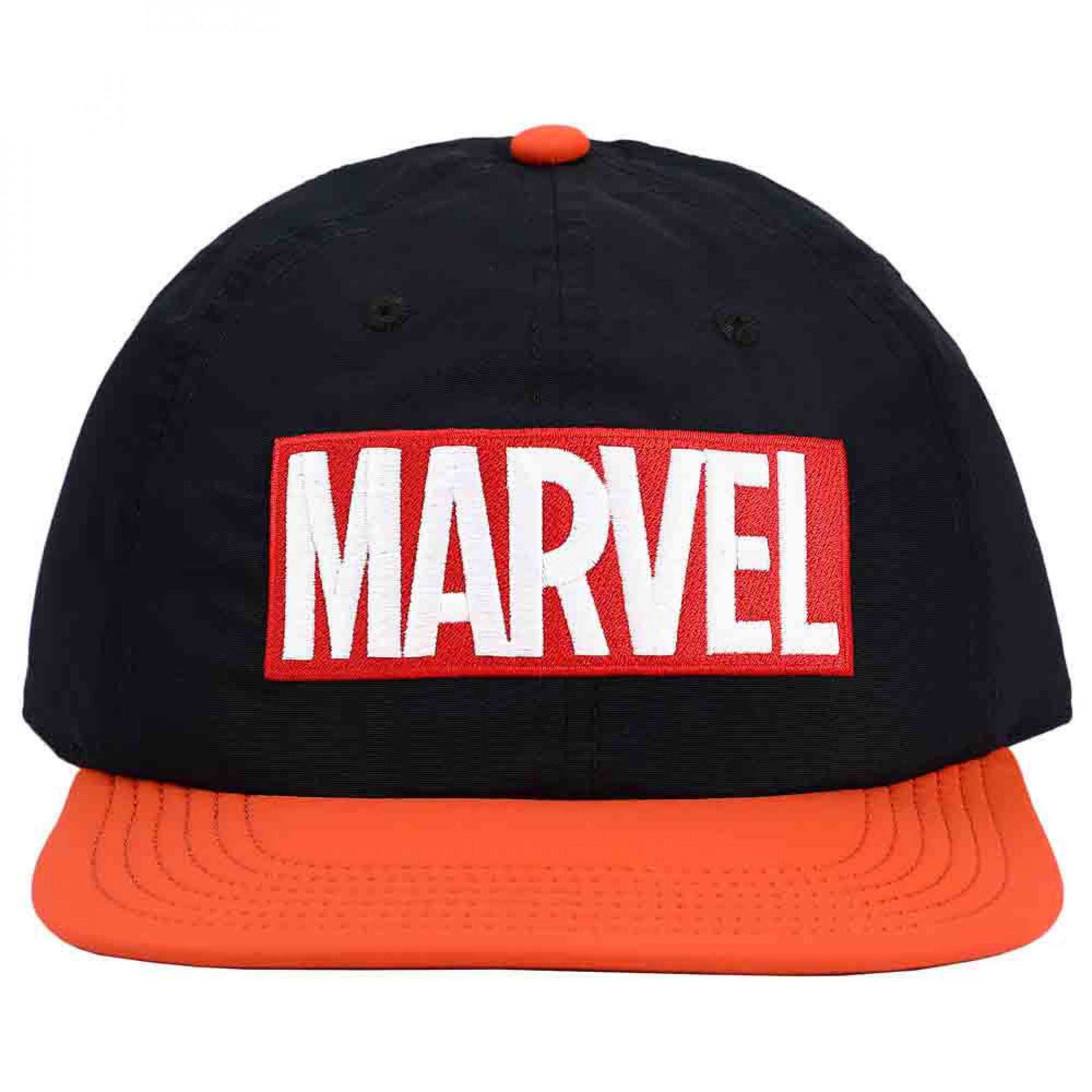 title:Marvel Comics Classic Embroidered Logo Flat Bill Snapback Hat;color:Red