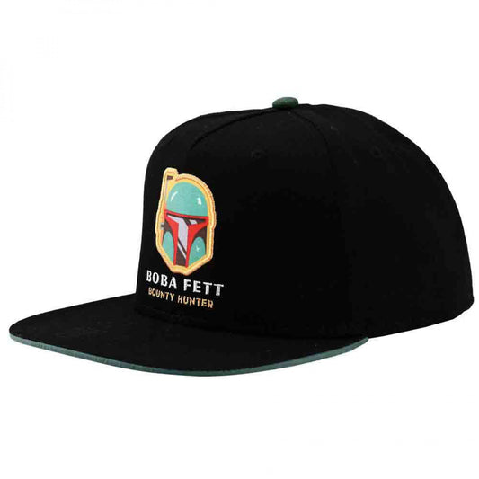 title:Star Wars Boba Fett Bounty Hunter Embroidered Youth Flat Bill Snapback;color:Black