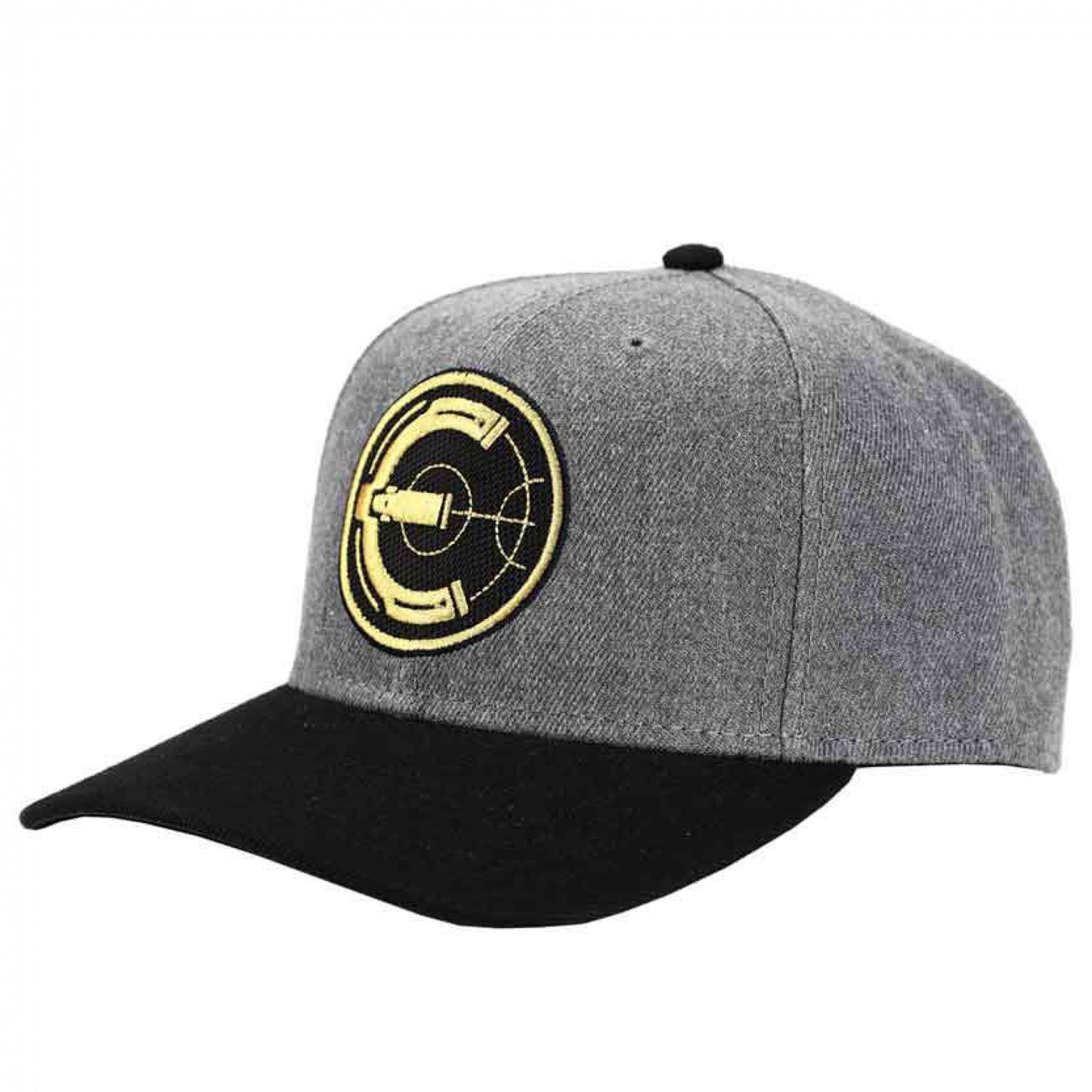 title:Marvel Comics The Eternals Logo Embroidered Pre-Curved Snapback Hat;color:Grey