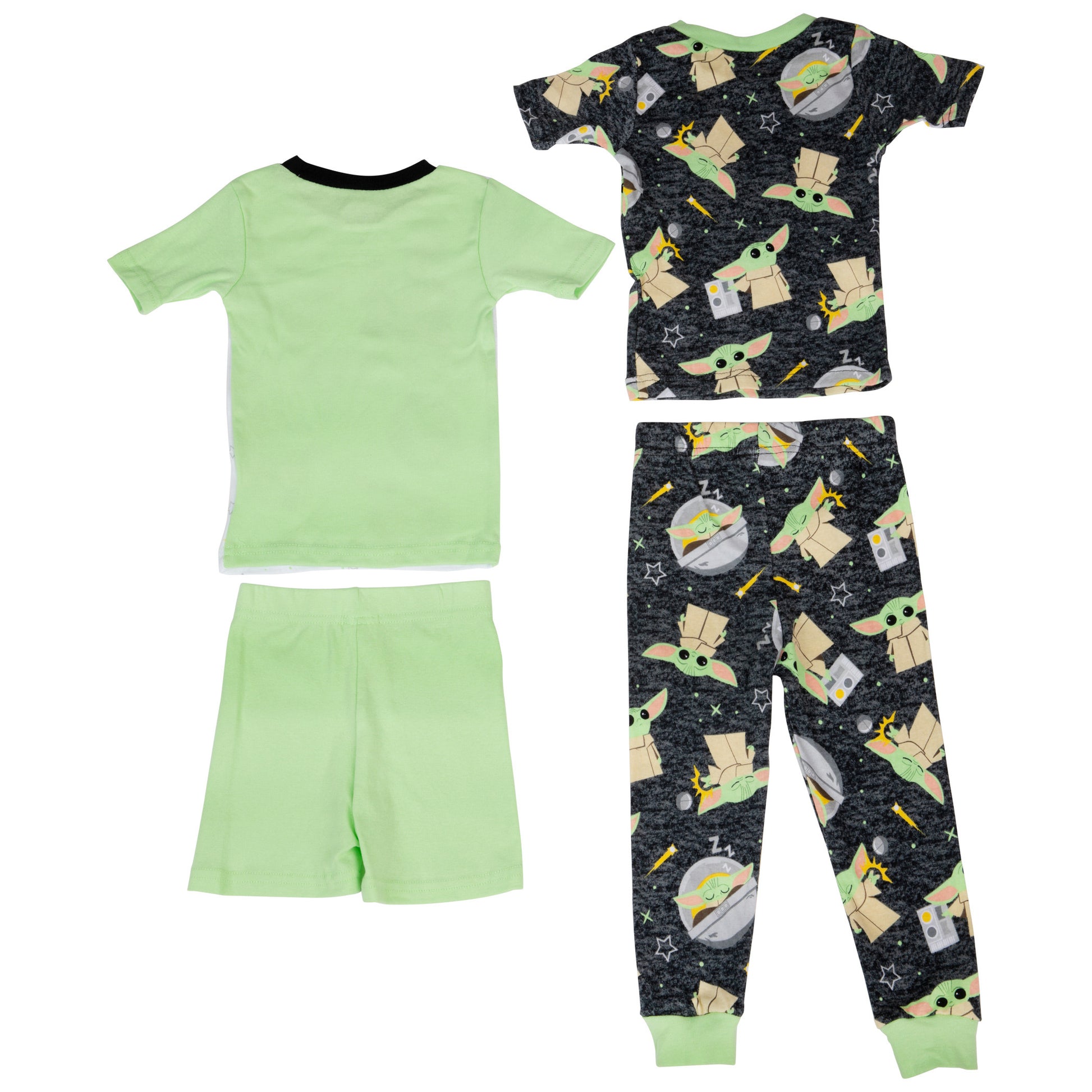 title:Star Wars The Mandalorian Grogu Kawaii and AOP 4-Piece Pajama Set;color:Green