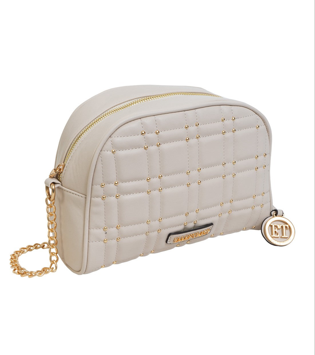 Ellen Tracy Studded Smooth Squared Quilted Crossbody Bag ETH2184-019-IV - Ruumur