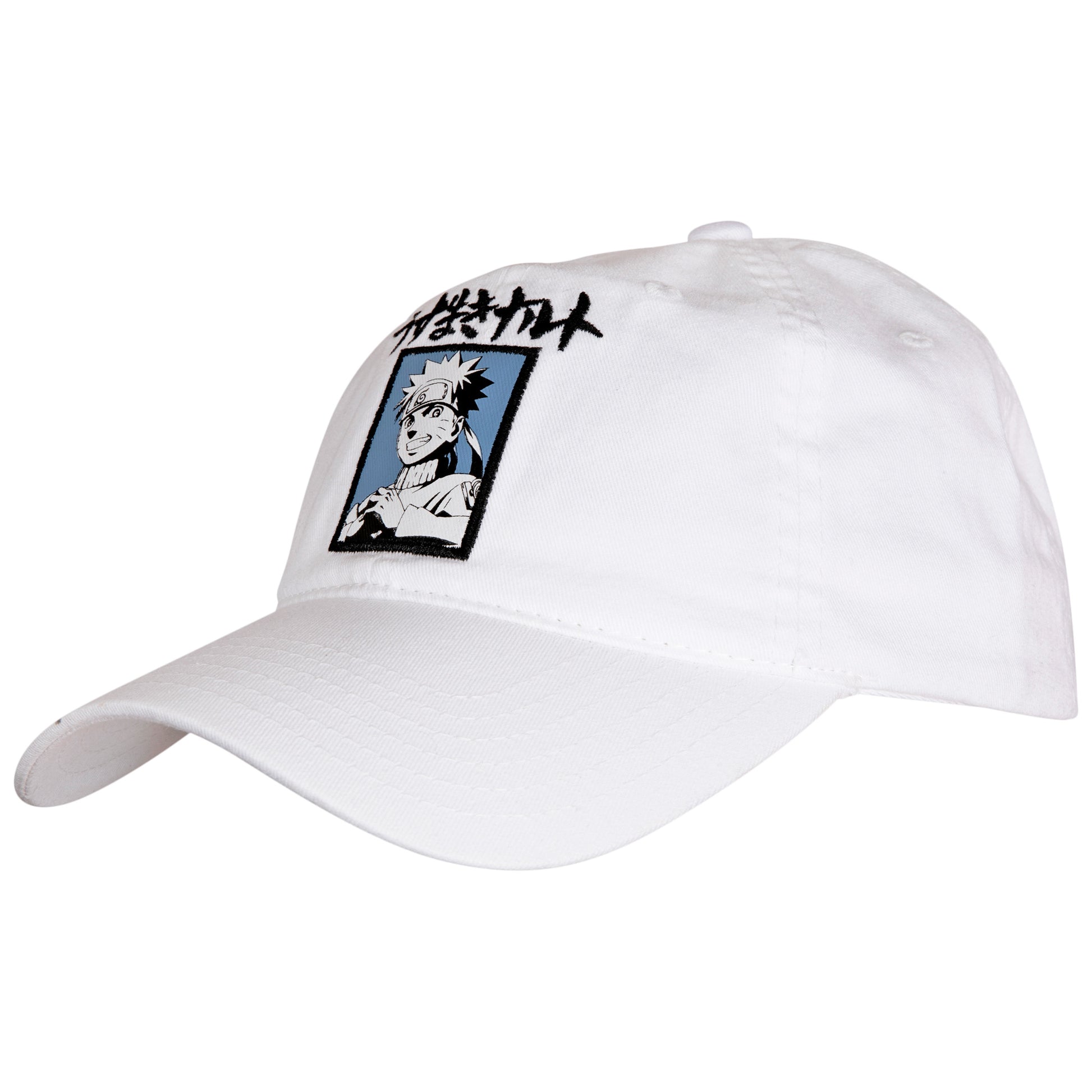 title:Naruto Uzumaki Character w/ Uzumaki Japanese Text White Strapback Hat;color:White