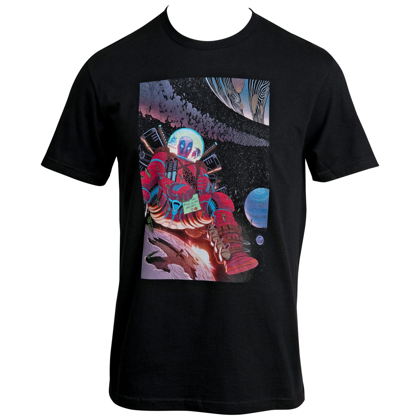 title:Marvel Comics Deadpool in Space T-Shirt;color:Black