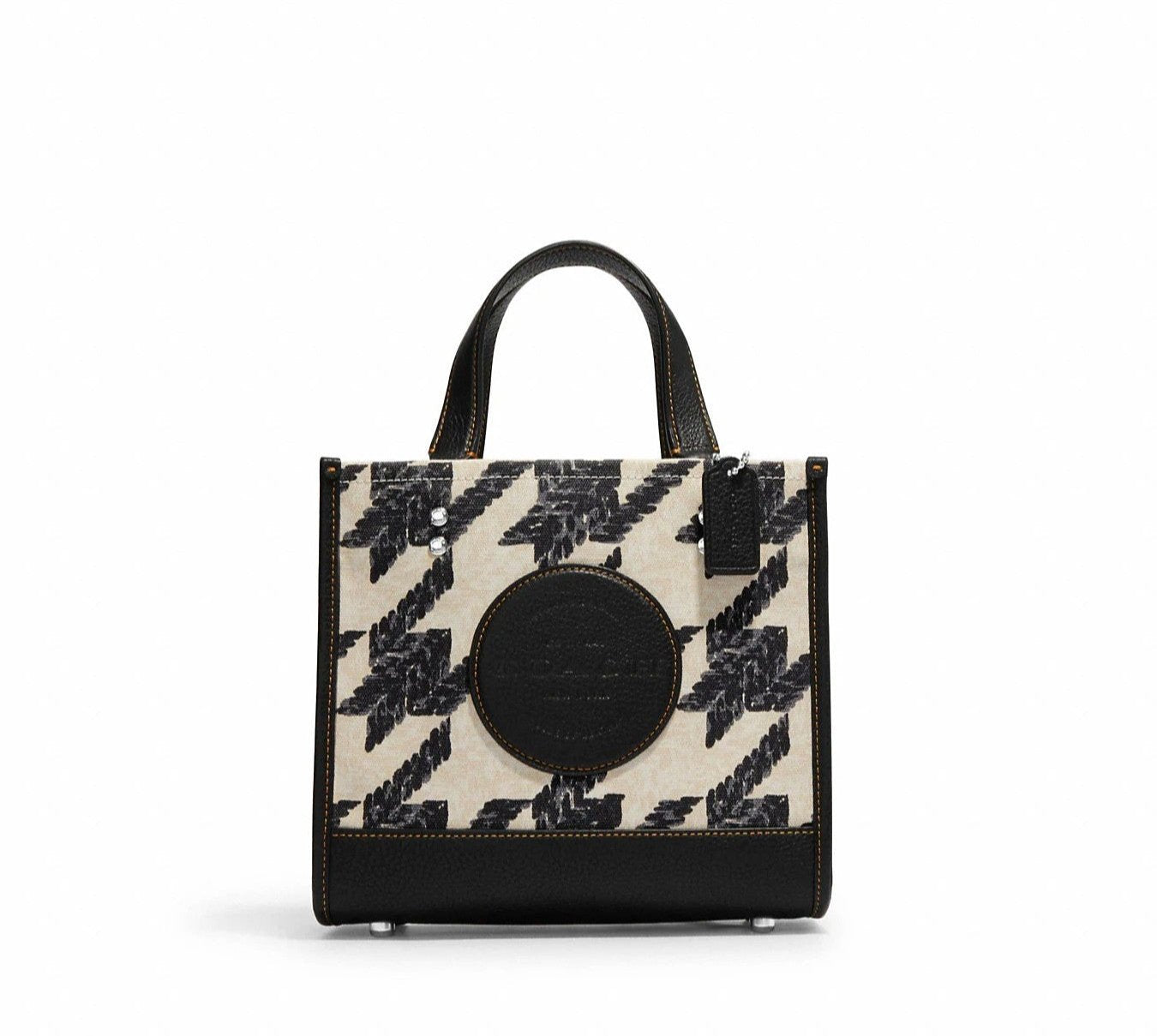 Coach Dempsey Tote 22 With Houndstooth Print And Patch