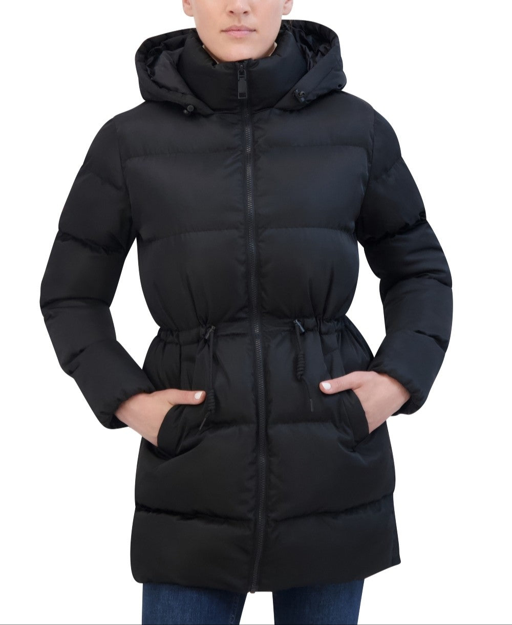 Rebecca Minkoff Women's Vegan Down Coat With Waist Drawstrings And Hood