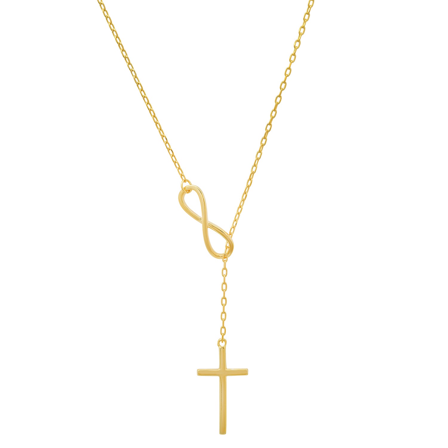 title:Sterling Silver Infinity Cross Lariat Y Necklace;color:Gold