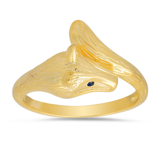 title:14k Gold Over Silver Fox CZ Bypass Ring;color:not applicable