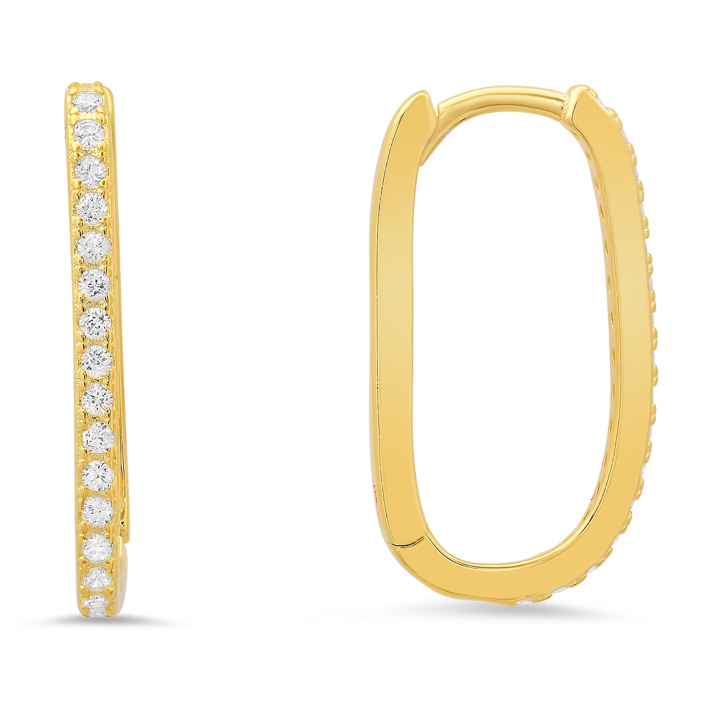 title:Sterling Silver 20mm U Shaped CZ Hoop Earrings;color:Gold