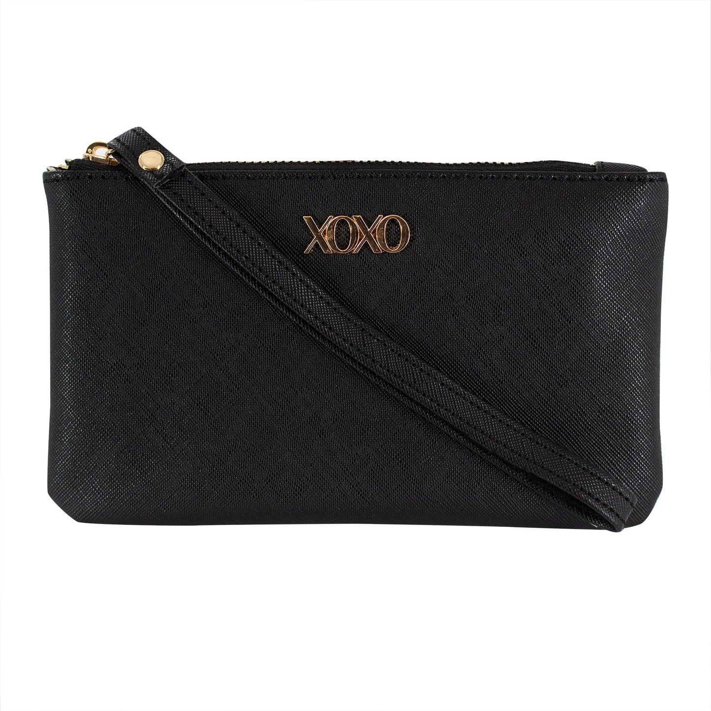 XOXO Women’s Large Black Saffiano Multifunction Solid / Patterned Wristlet - Ruumur