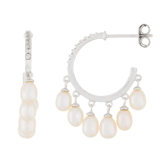 title:Splendid Pearls Sterling Silver Pearl Earrings ESR-481;color:White