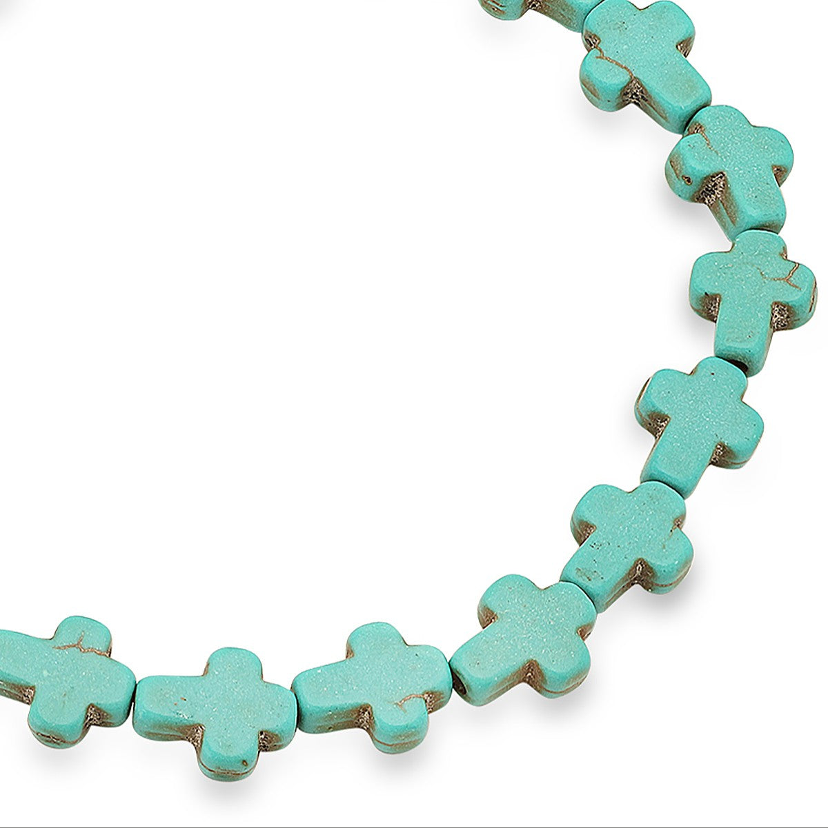 Genuine Turquoise Mini Cross Stretch Bracelet