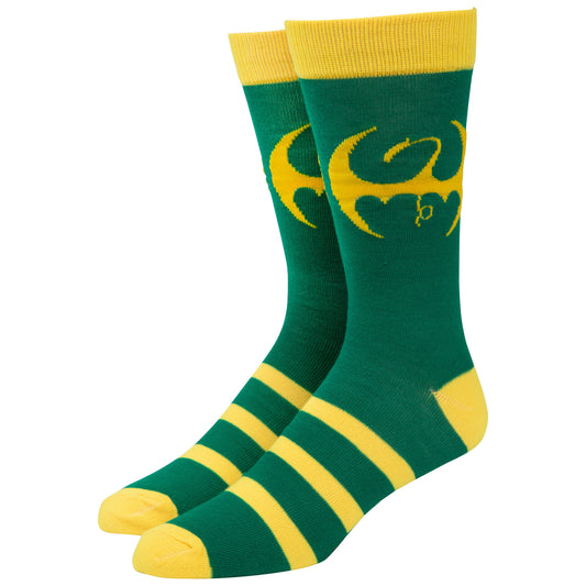 title:Marvel Iron Fist Dragon Symbol Crew Socks;color:Green