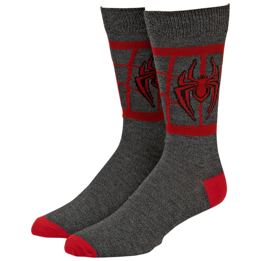 title:Ultimate Spider-Man Miles Morales Costume Symbol Crew Socks;color:Black