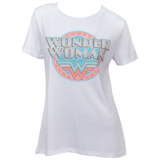 title:Wonder Woman Classic Circle Logo Women's T-Shirt;color:White