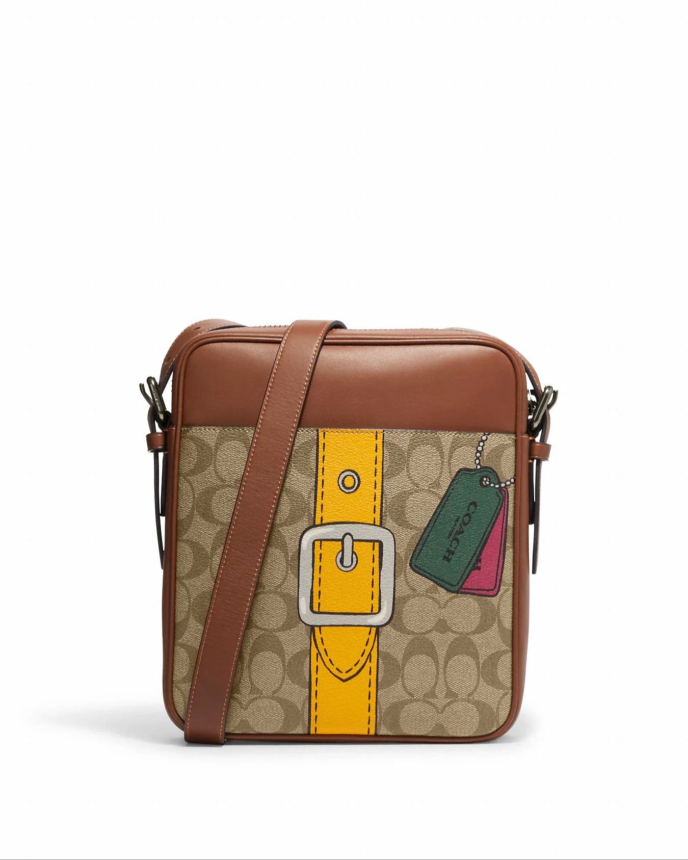 title:Coach Hudson Crossbody 21 In Signature Canvas With Trompe L'oeil Print;color:Khaki Multi