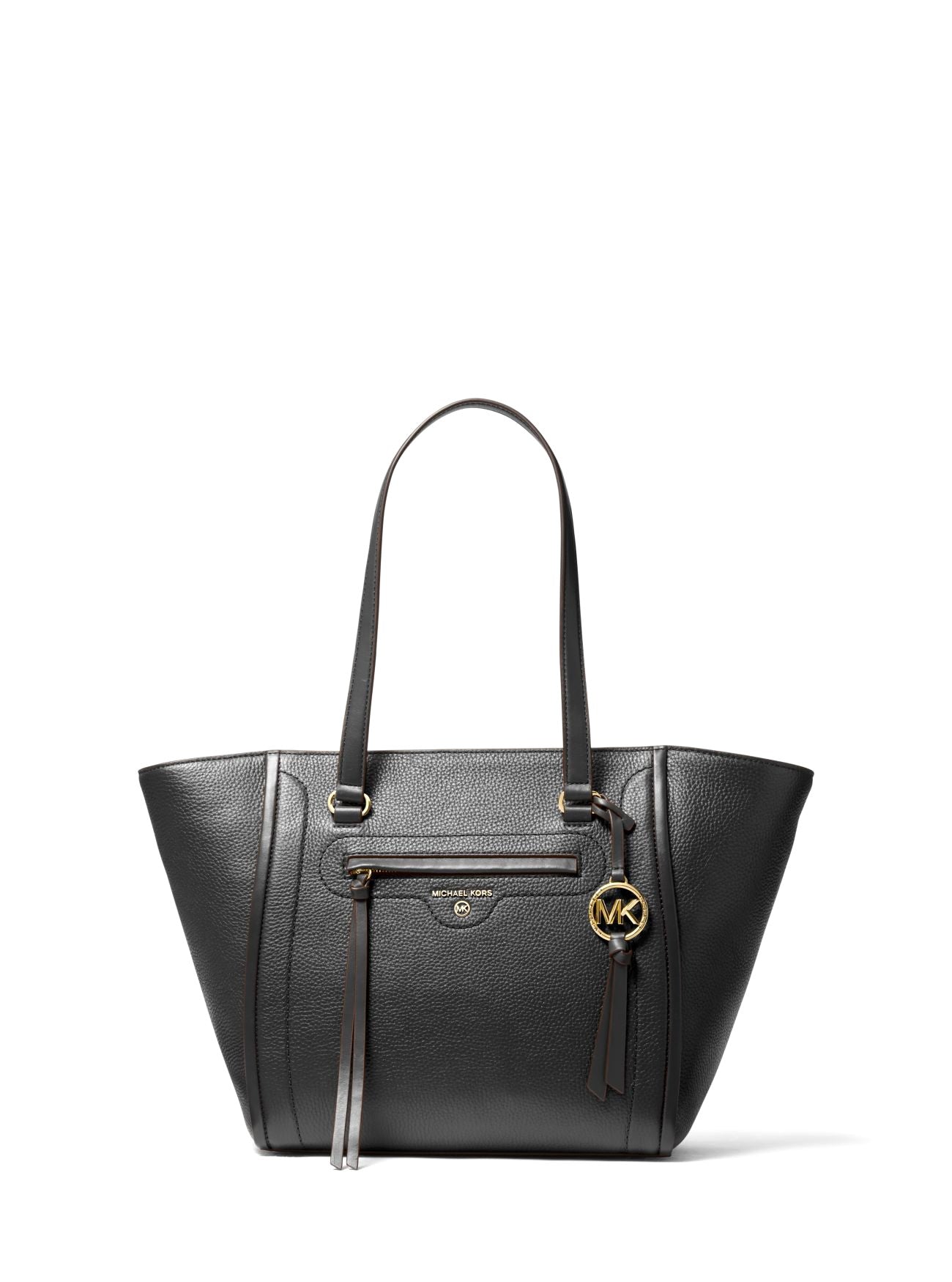 title:Michael Kors Women's Black Carine Medium Pebbled Leather Tote Bag;color:Black