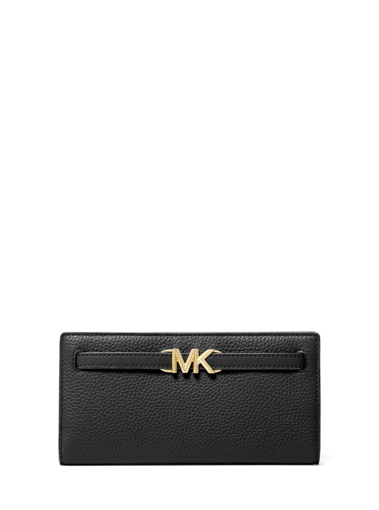 title:Michael Kors Women's Black Reed Large Snap Wallet;color:Black