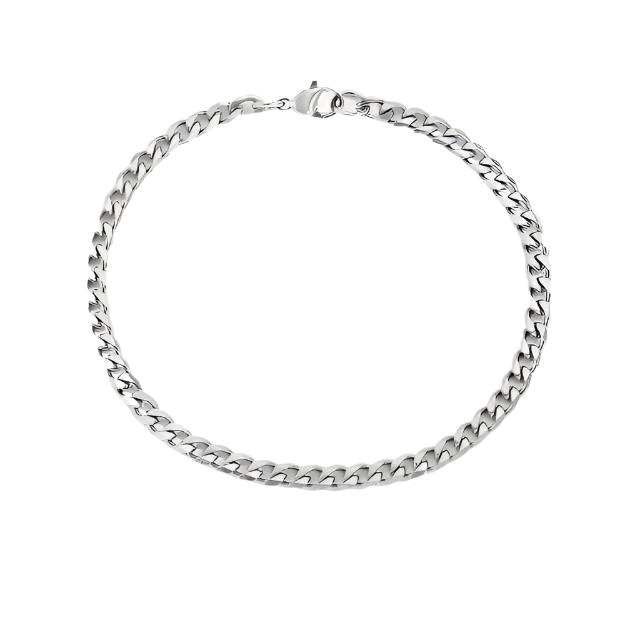 title:Flat Curb Chain Bracelet 8mm;color:Silver