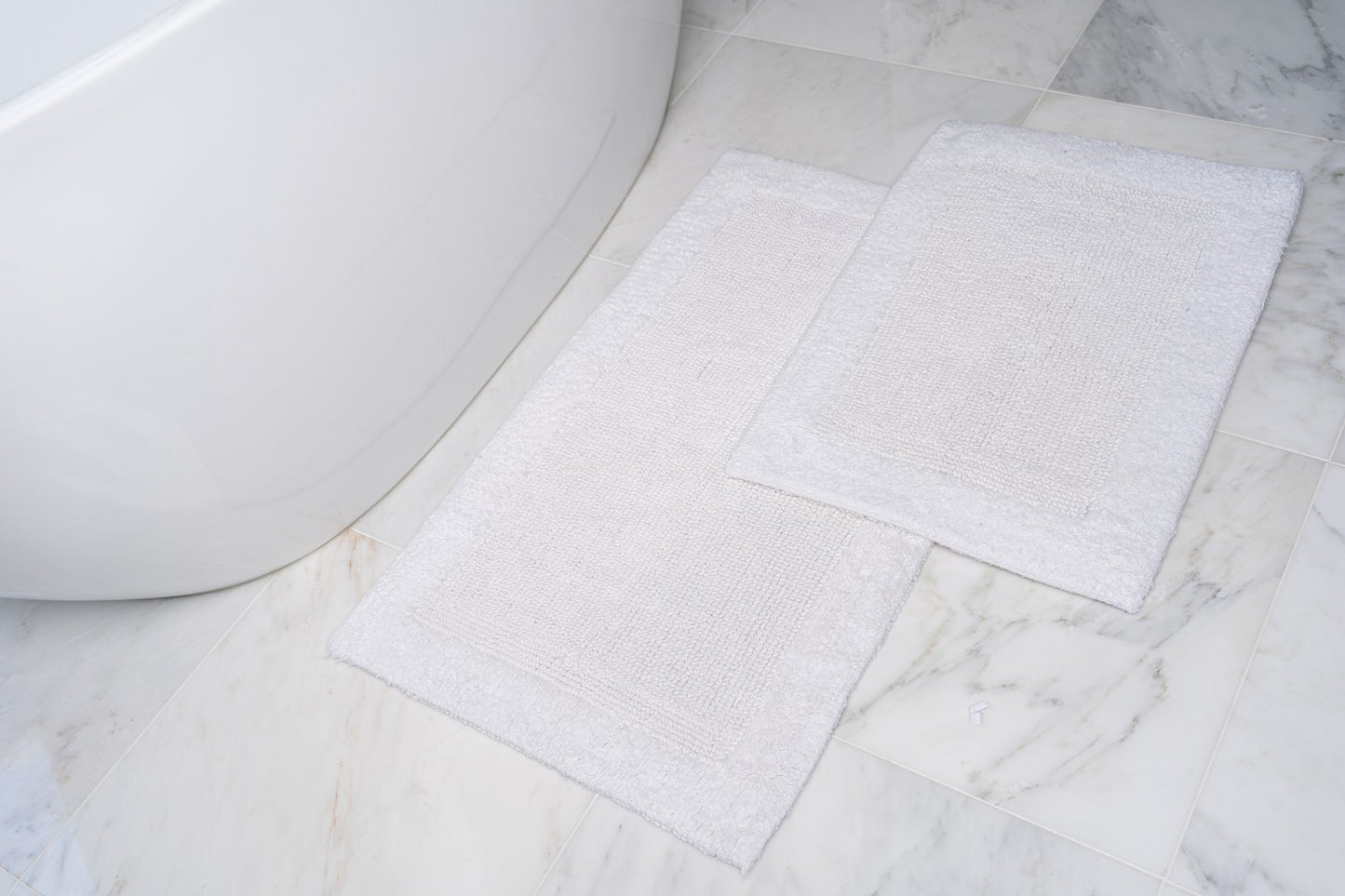 Reversible Loop Bath Mat Set, White