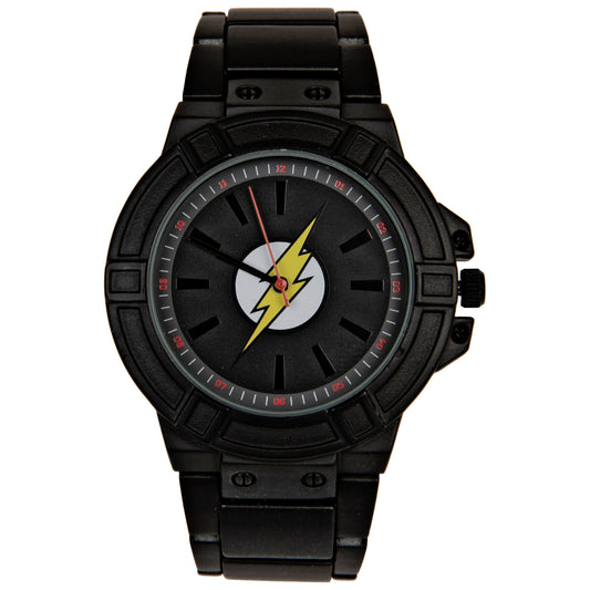 title:DC Comics Flash Classic Symbol Watch Face with Black Metal Band;color:Black