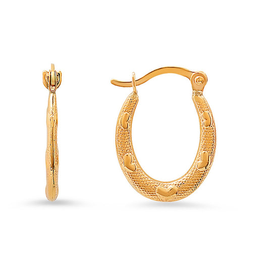 10k Yellow Gold Petite U Shaped Heart Huggy Hoop Earrings - Ruumur