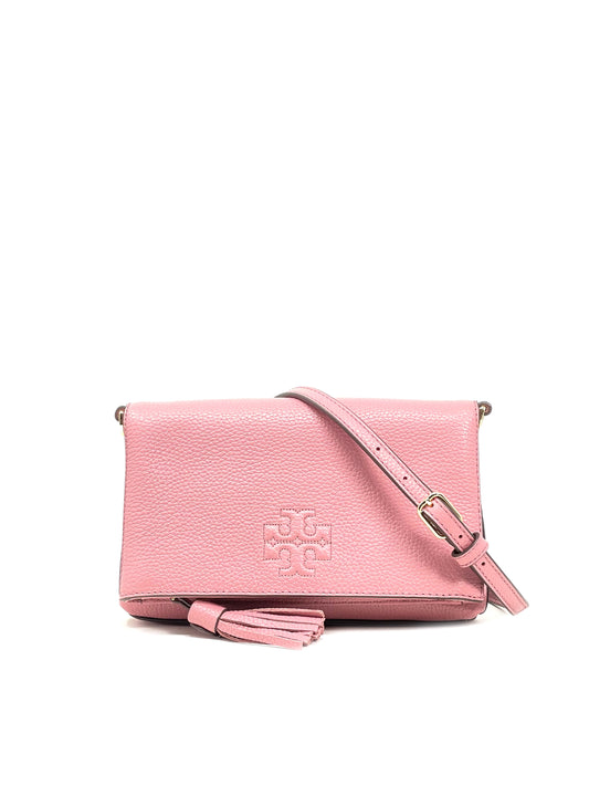 title:Tory Burch Pink Magnolia Thea Mini Foldover Crossbody;color:Pink Magnolia