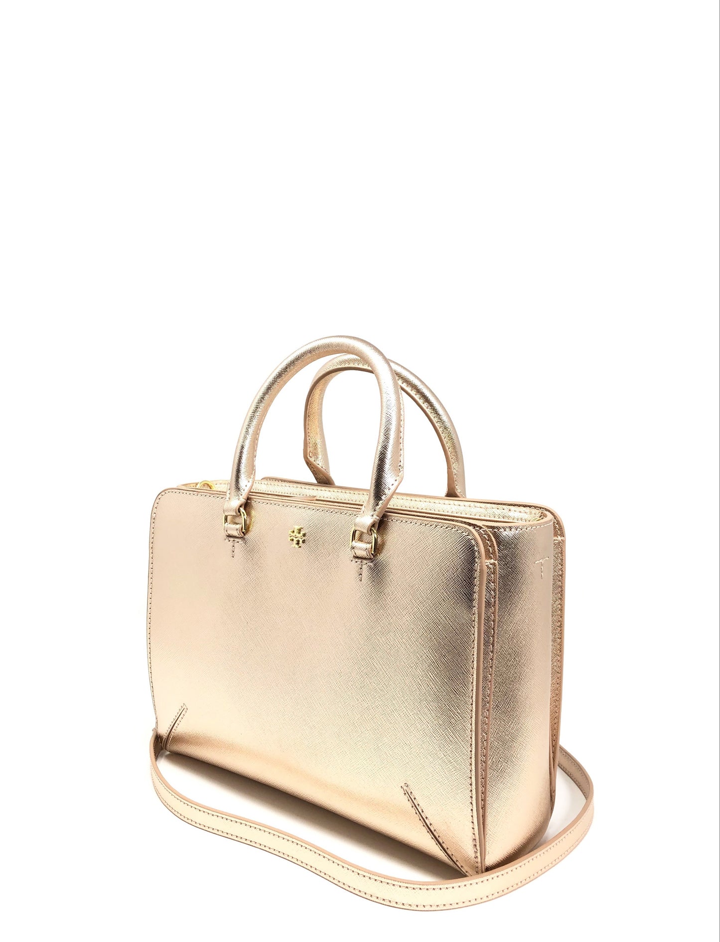 Tory Burch Light Rose Gold Emerson Small Zip Tote