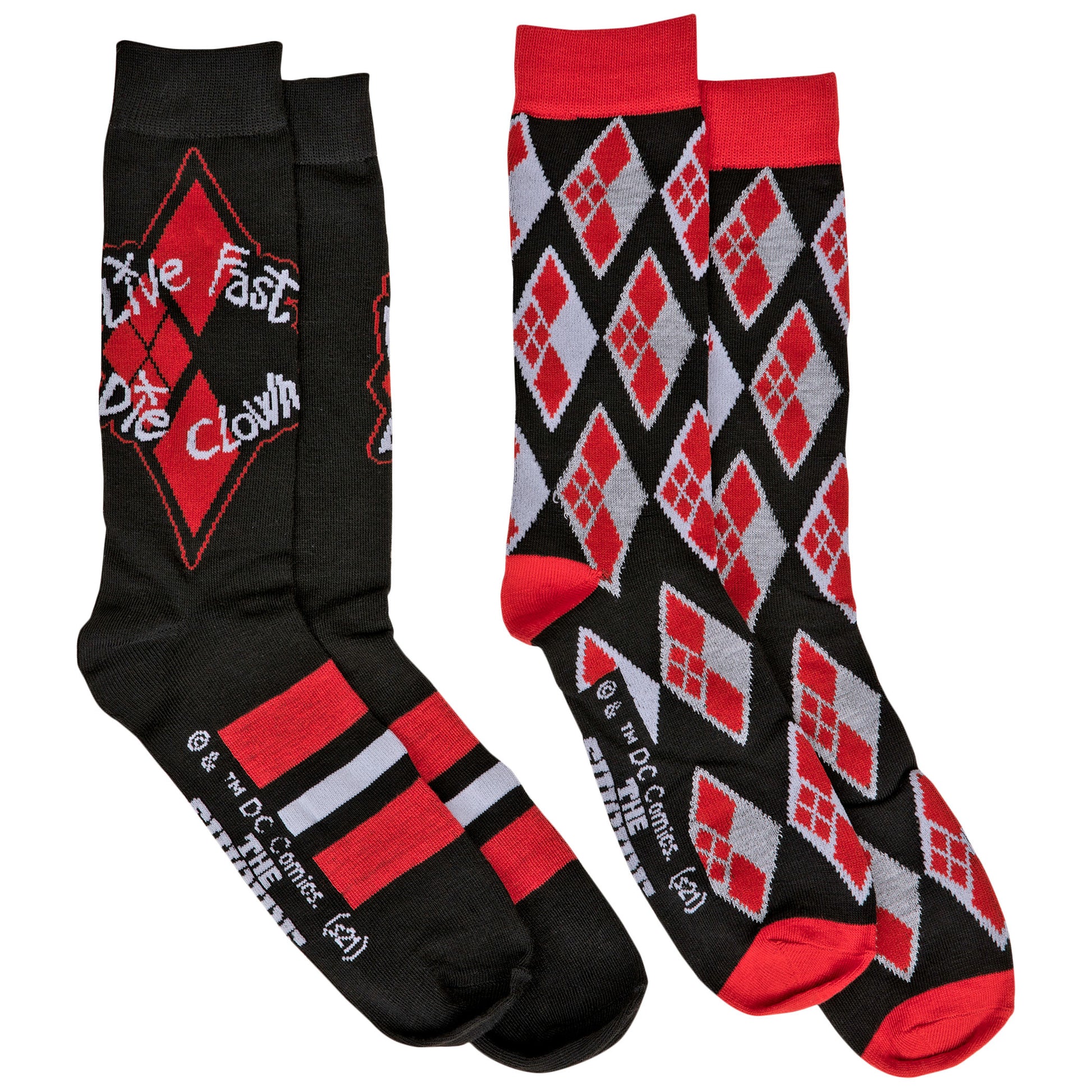 title:The Suicide Squad Harley Quinn Lie Fast Die Clown 2-Pair Pack of Casual Crew Socks;color:Multi-Color