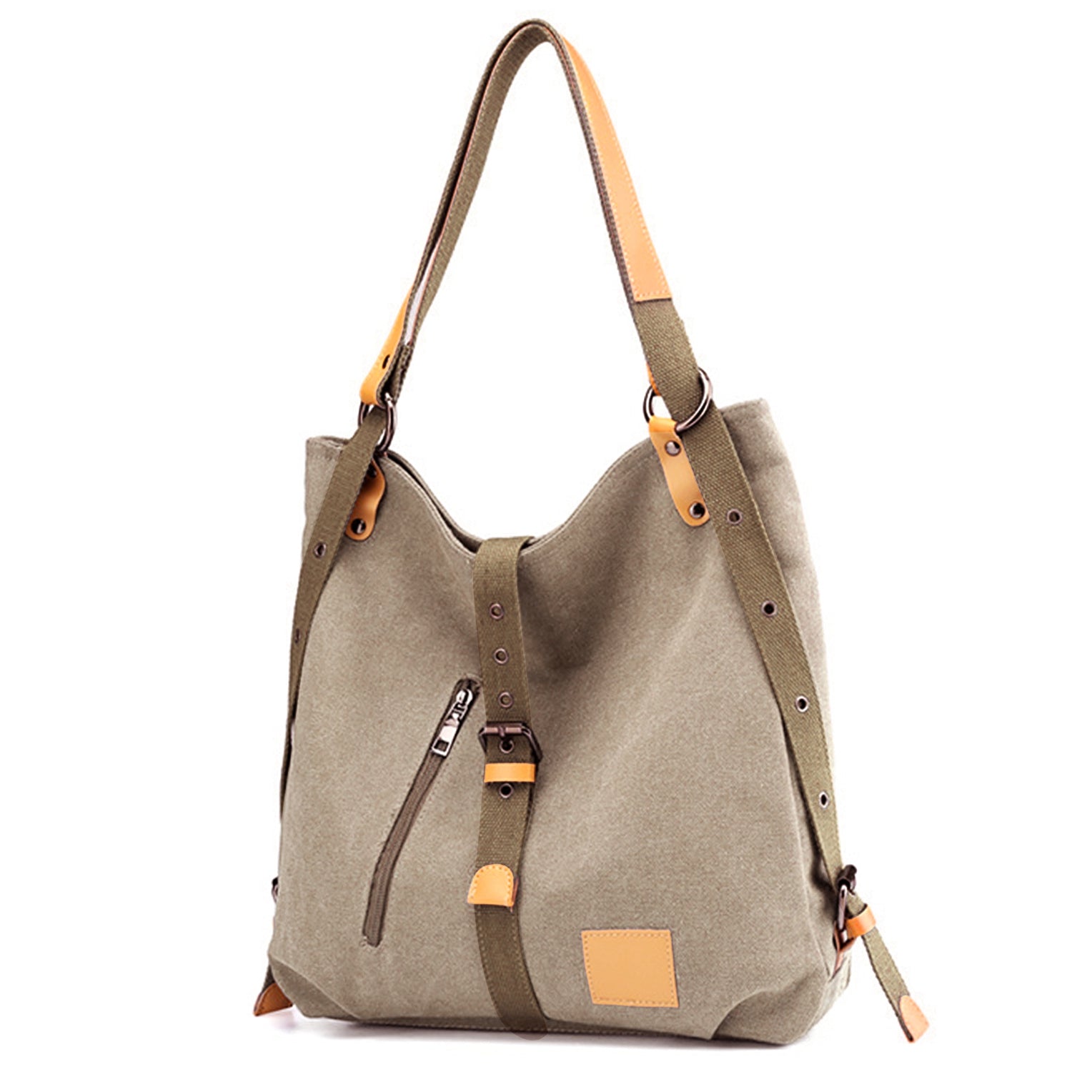 title:Ladies Canvas Tote Bag Multifunctional Purse Handbag Adjustable Shoulder Rucksack Convertible Backpack Wear-Resistant Dirt-Proof For Women School Offi;color:Khaki