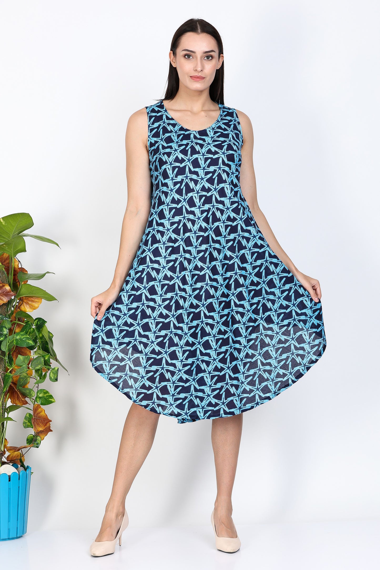 India Blue Women's Starfish Print Dress