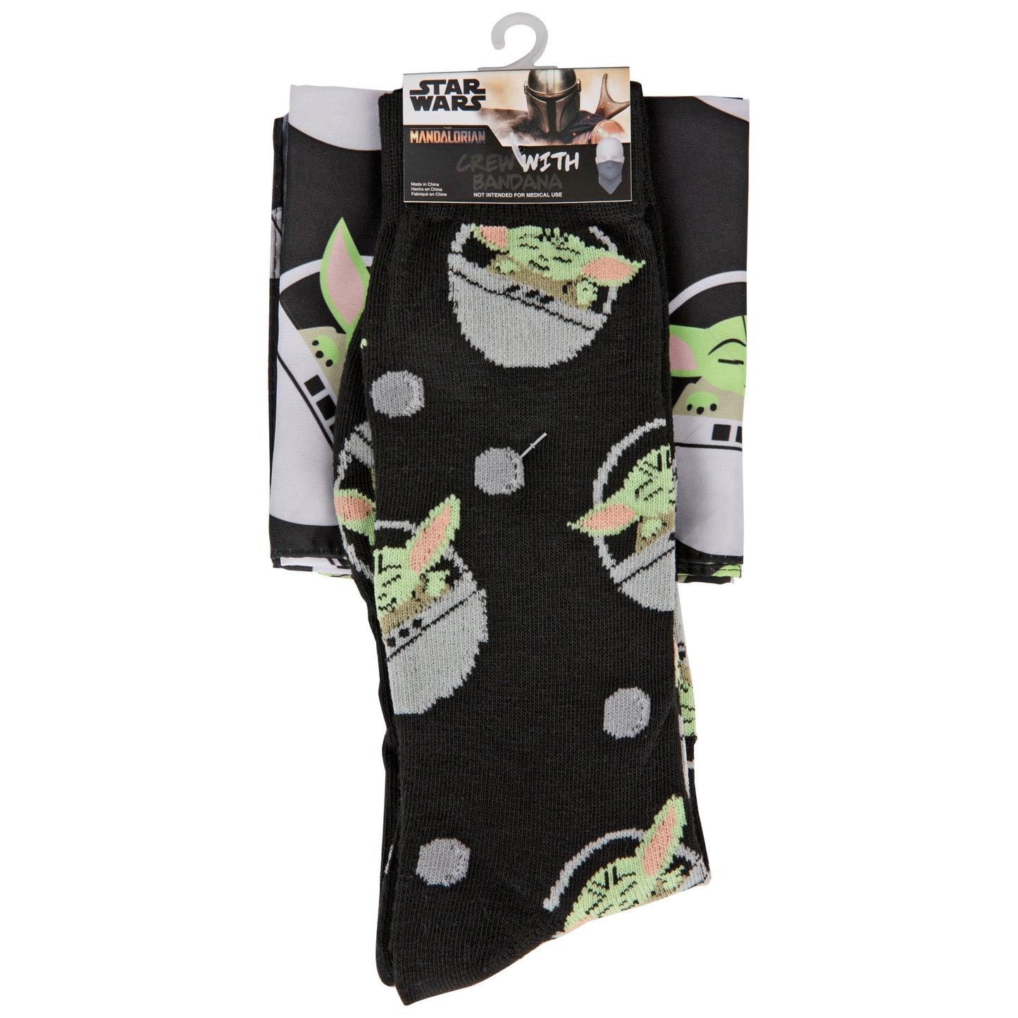 title:Star Wars The Child Grogu Carrier Crew Sock and Face Mask Combo;color:Black