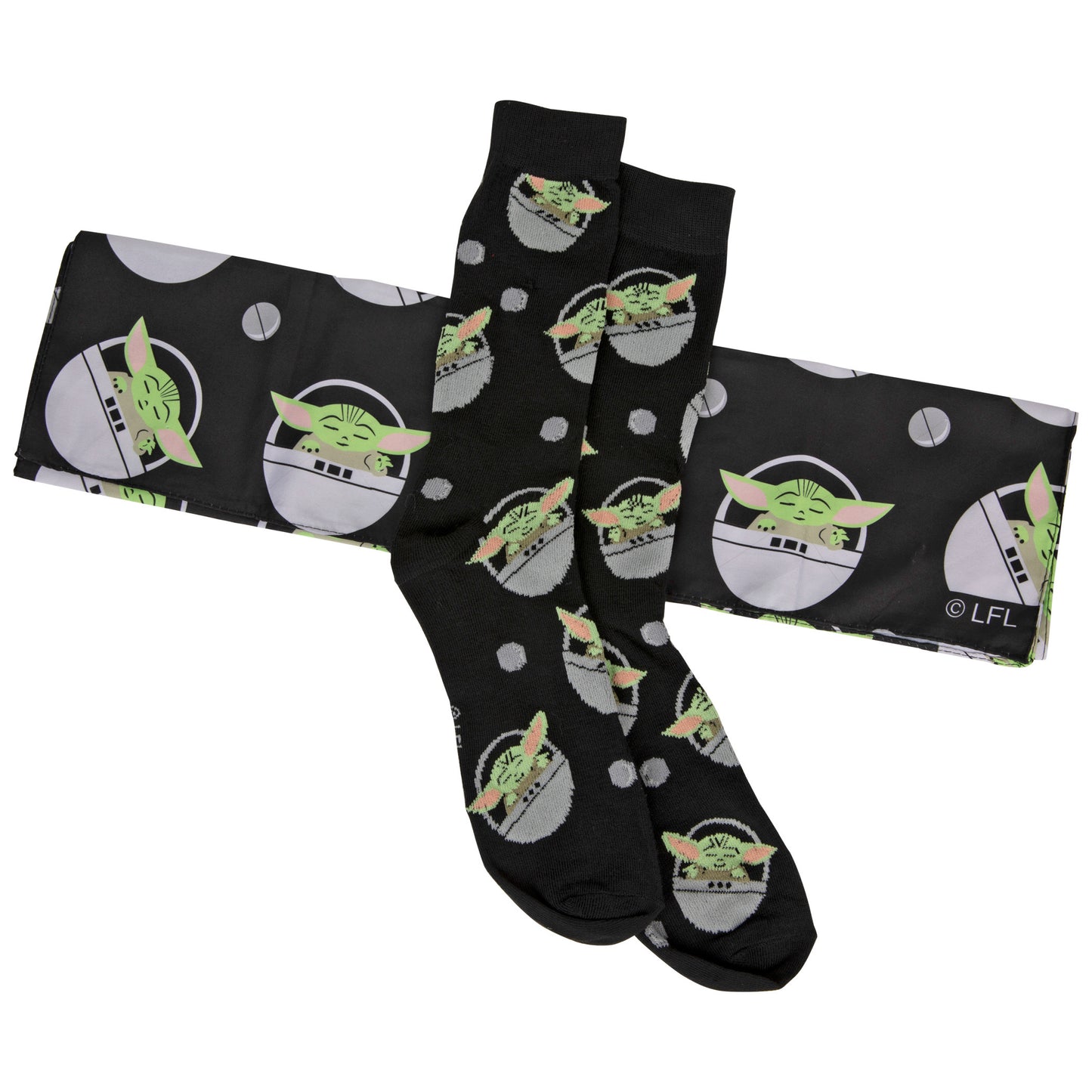 title:Star Wars The Child Grogu Carrier Crew Sock and Face Mask Combo;color:Black