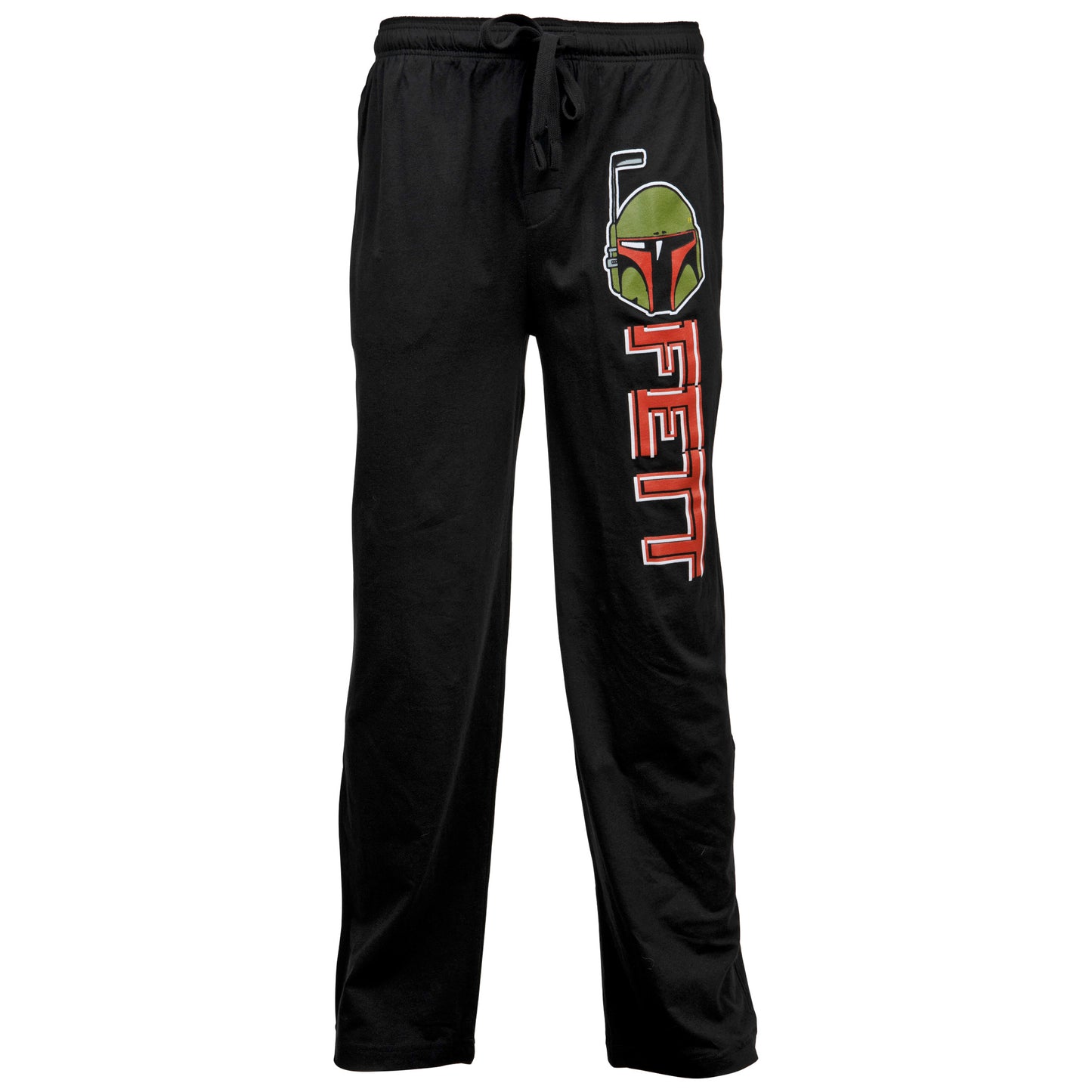 title:Star Wars Boba Fett Helmet and Text Pajama Sleep Pants;color:Black