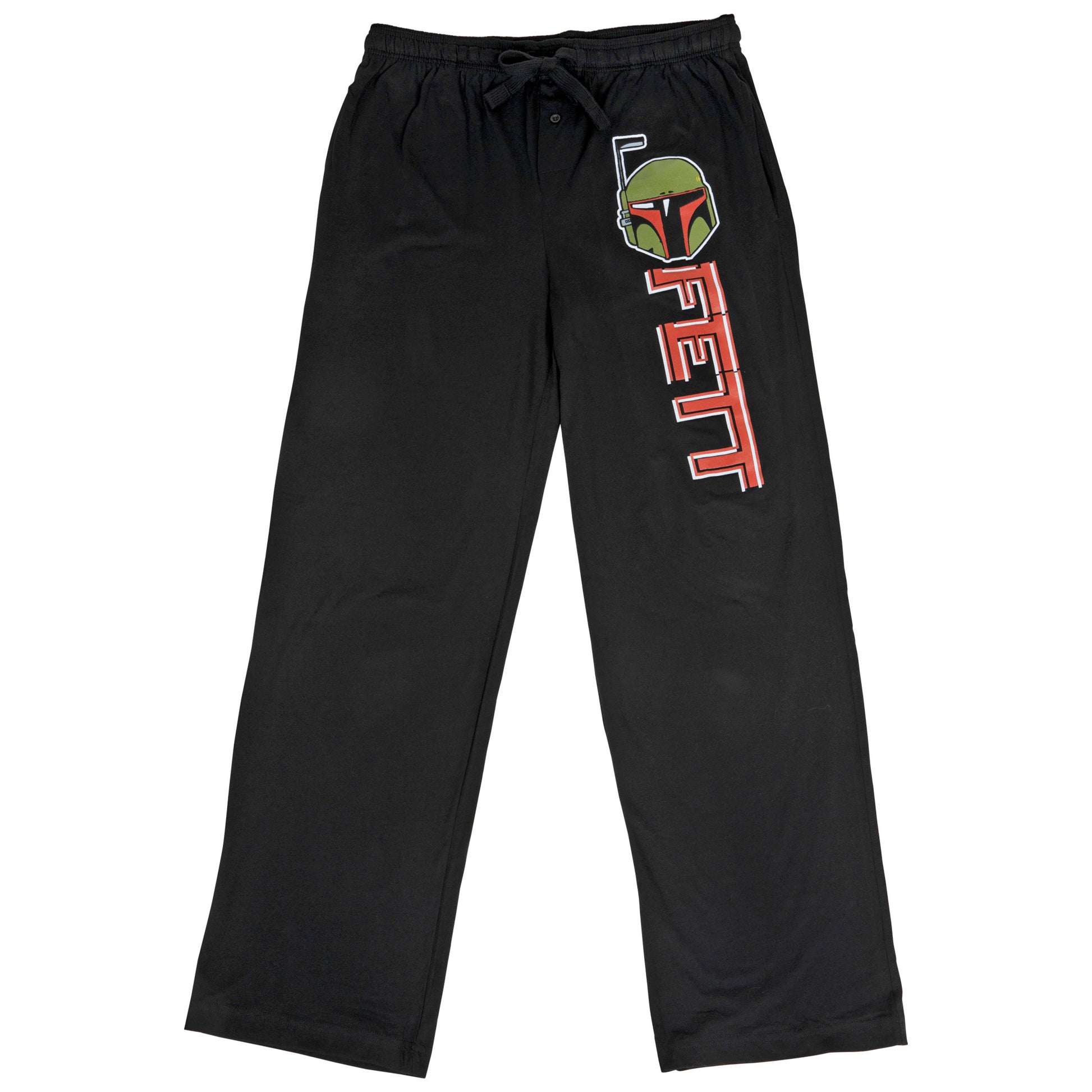 title:Star Wars Boba Fett Helmet and Text Pajama Sleep Pants;color:Black