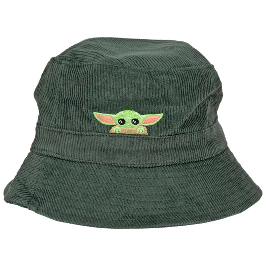 title:Star Wars The Mandalorian The Child Grogu Peeking Corduroy Bucket Hat;color:Green