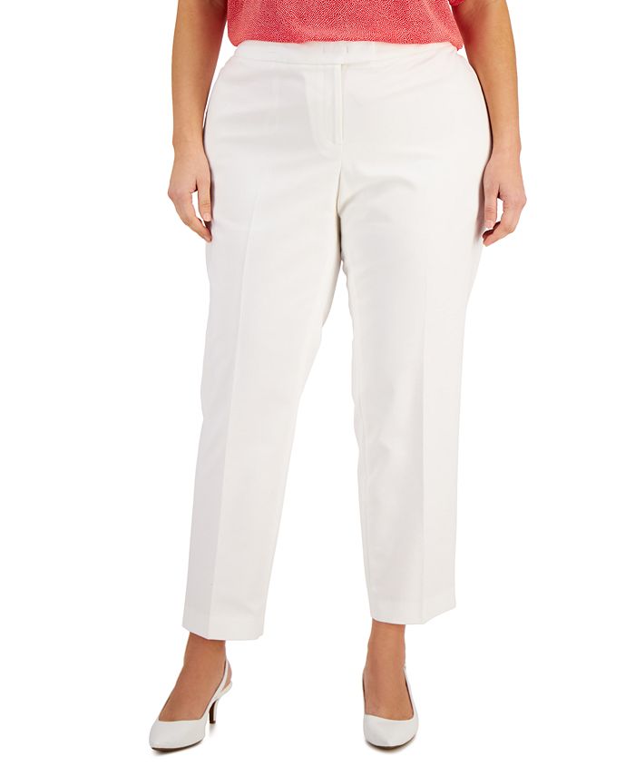 Anne Klein Women's Bowie Tab Waist Pants White