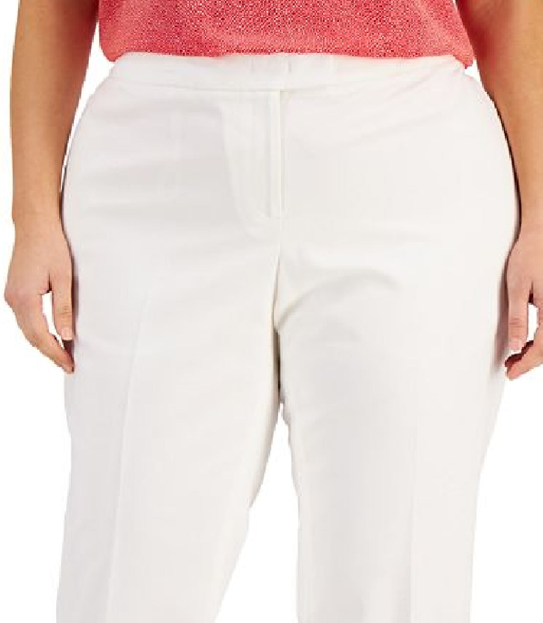 Anne Klein Women's Bowie Tab Waist Pants White