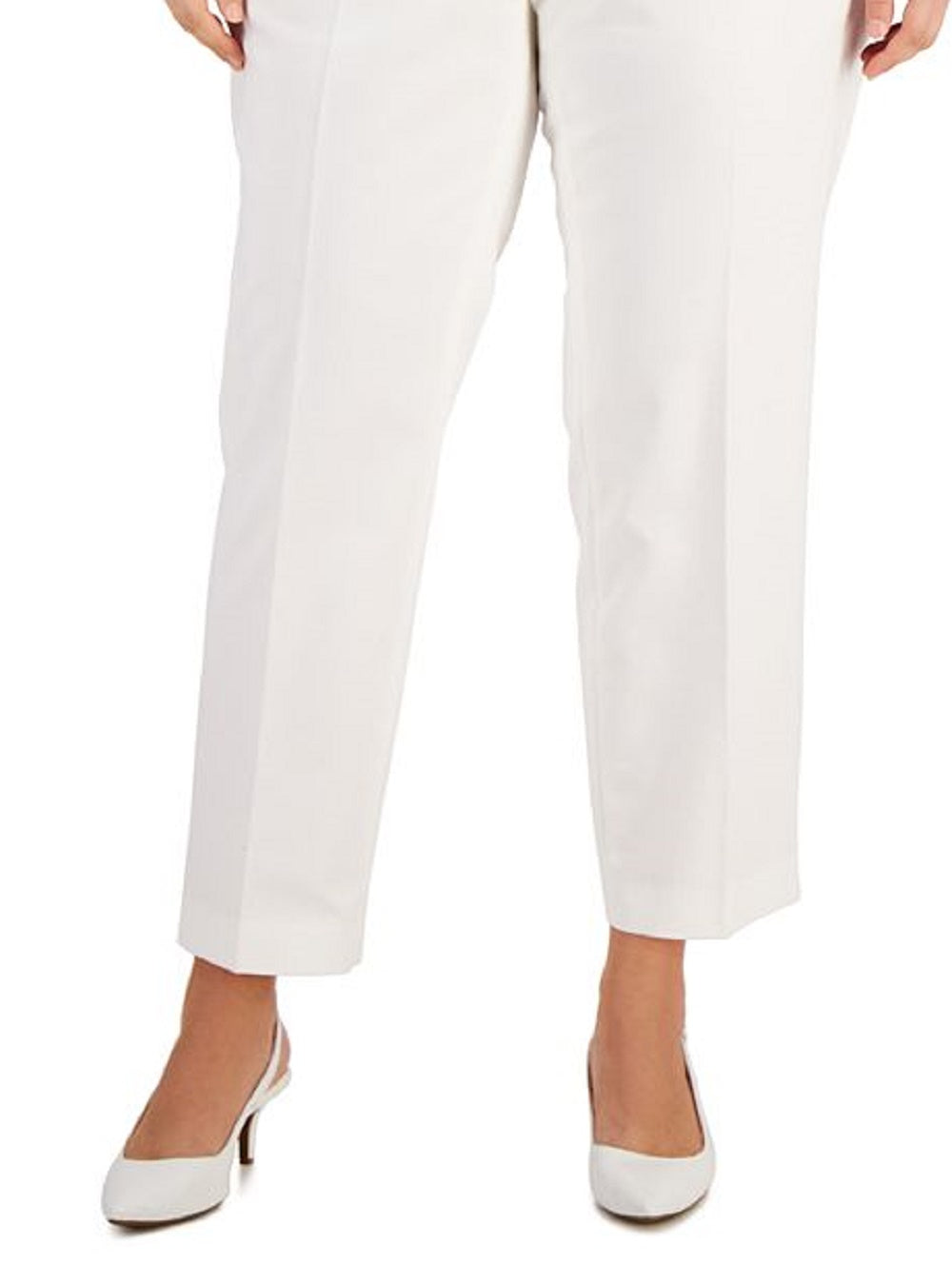 Anne Klein Women's Bowie Tab Waist Pants White