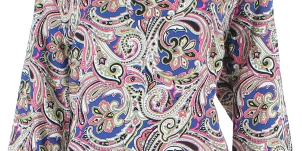 Jones New York Women's Linen Blend Paisley Print Blouse White Size Medium