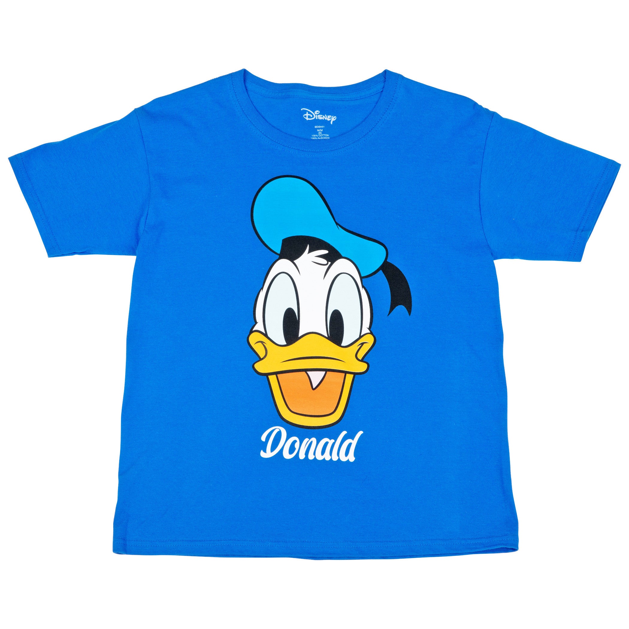 title:Disney Donald Duck Character Face Signature Youth T-Shirt;color:Blue
