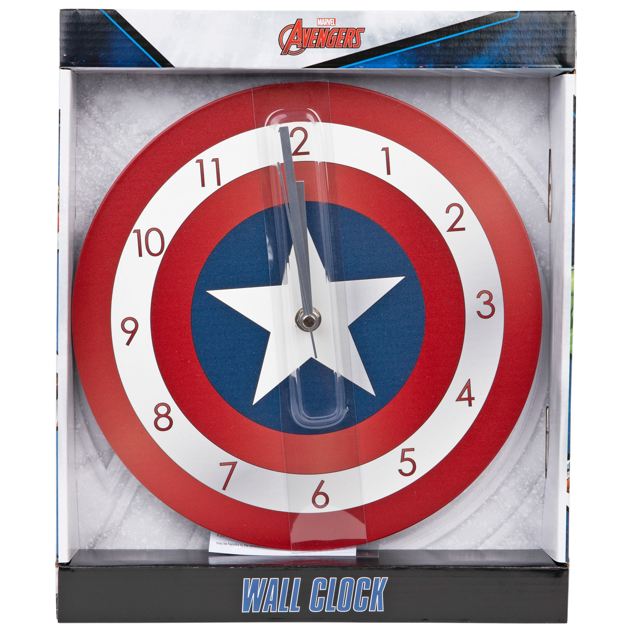 title:Captain America Shield Symbol Clock;color:Multi-Color