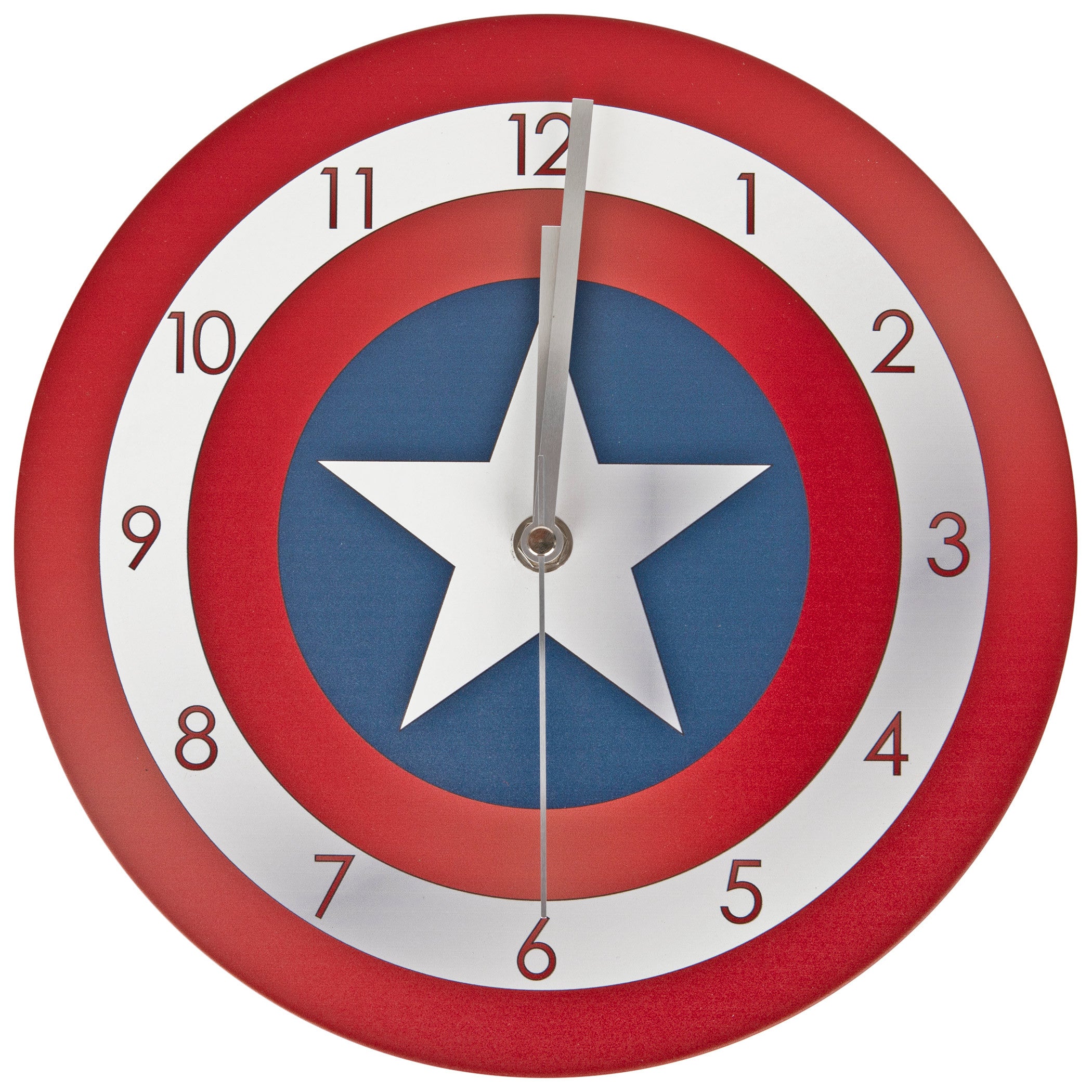 title:Captain America Shield Symbol Clock;color:Multi-Color