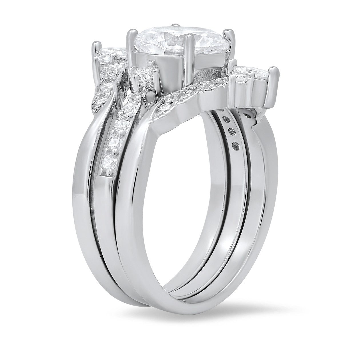 Sterling Silver 3pc Stackable CZ Ring Set