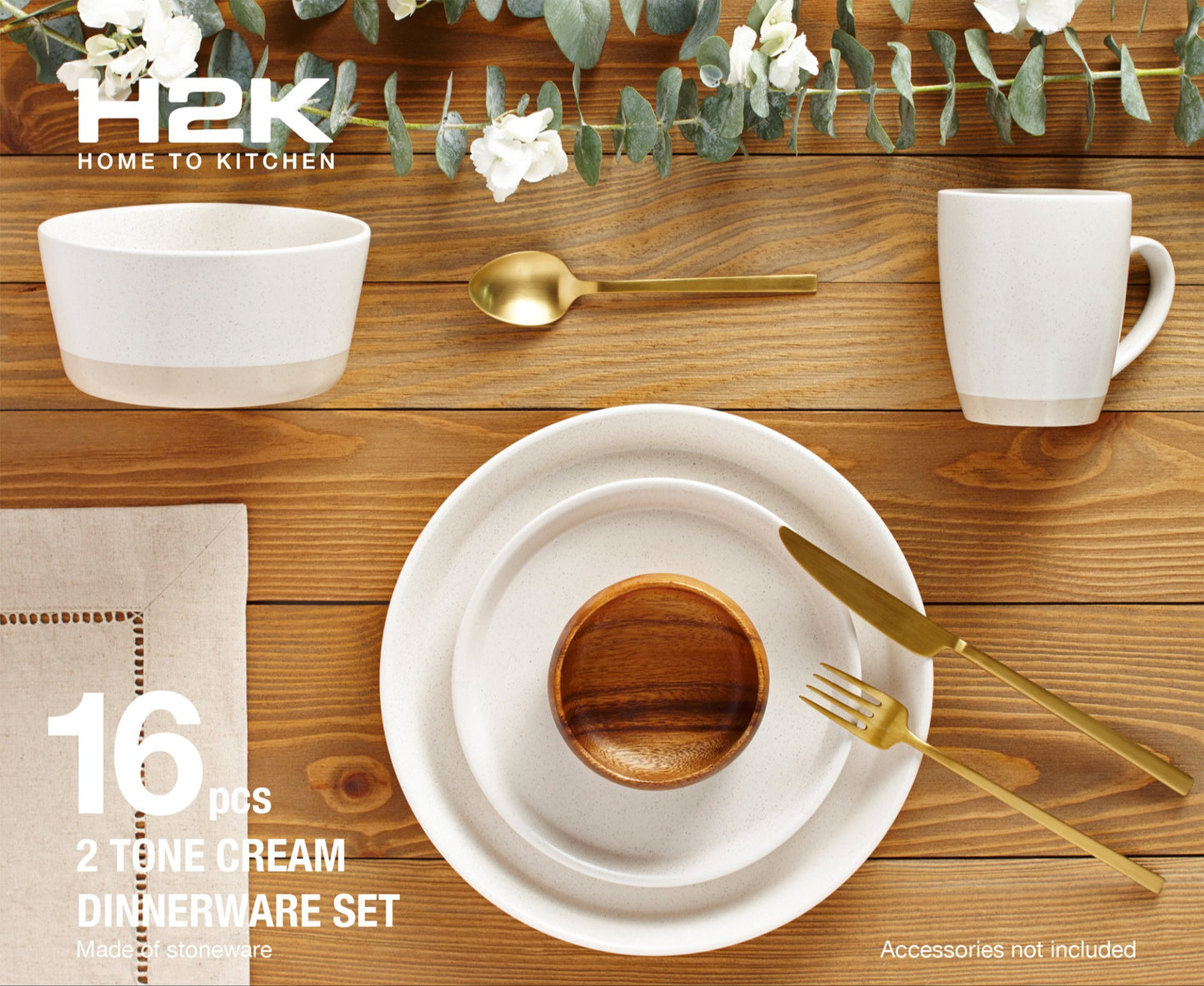 Safdie & Co. Dinnerset 16PC 2 Tone Cream